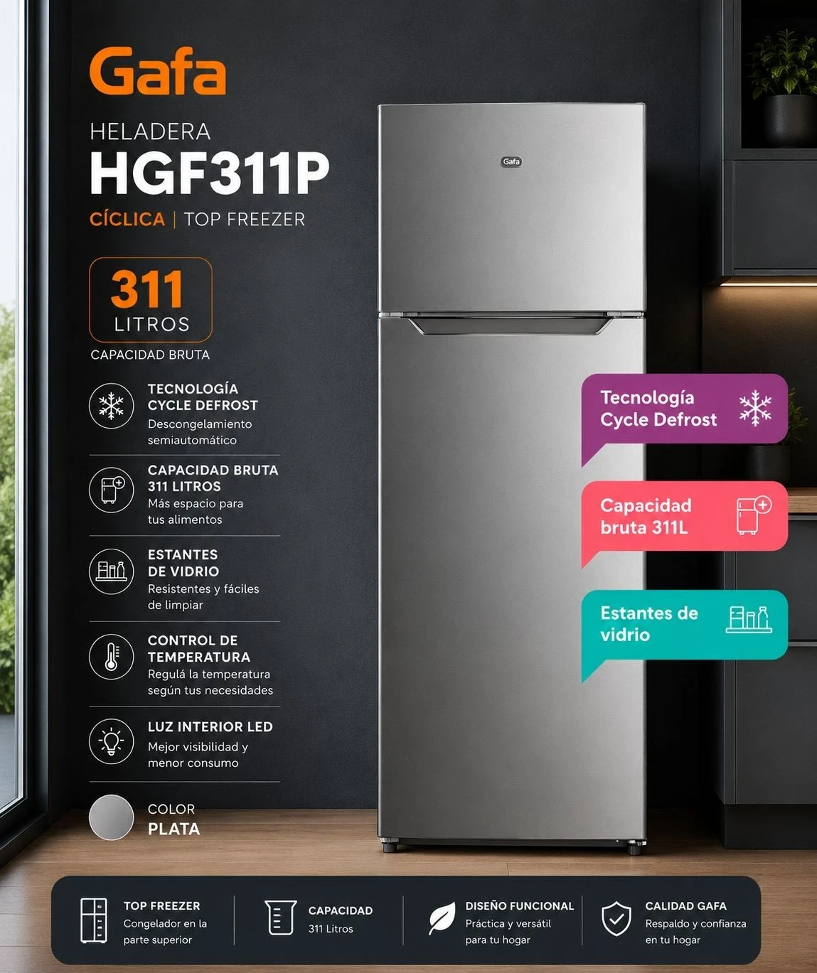 HELADERA GAFA HGf311P 319 LTS