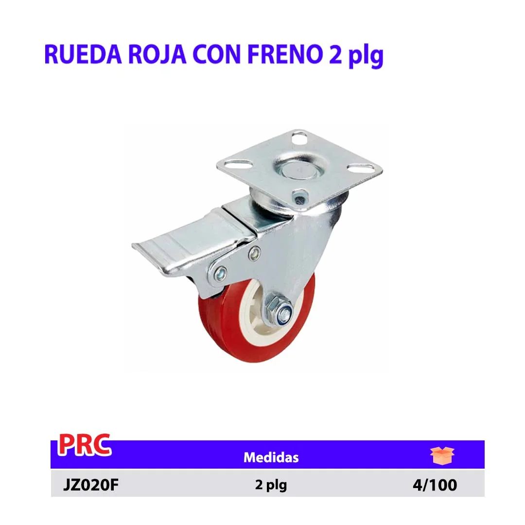 RUEDA ROJA CON FRENO 2"
