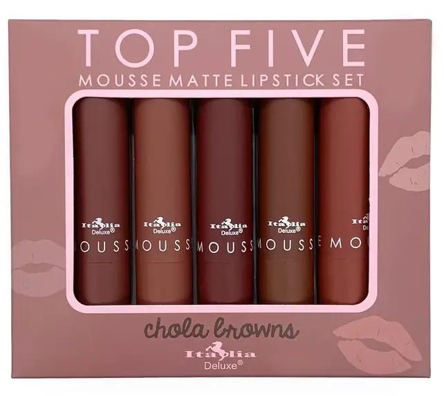TOP FIVE SET  DE 5 LABIALES MOUSSE MATTE CHOLA BROWNS