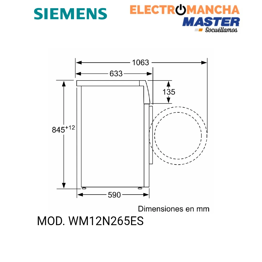 LAVADORA SIEMENS WM12N265ES 8 KILOS 1200 RPM CLASE A  10