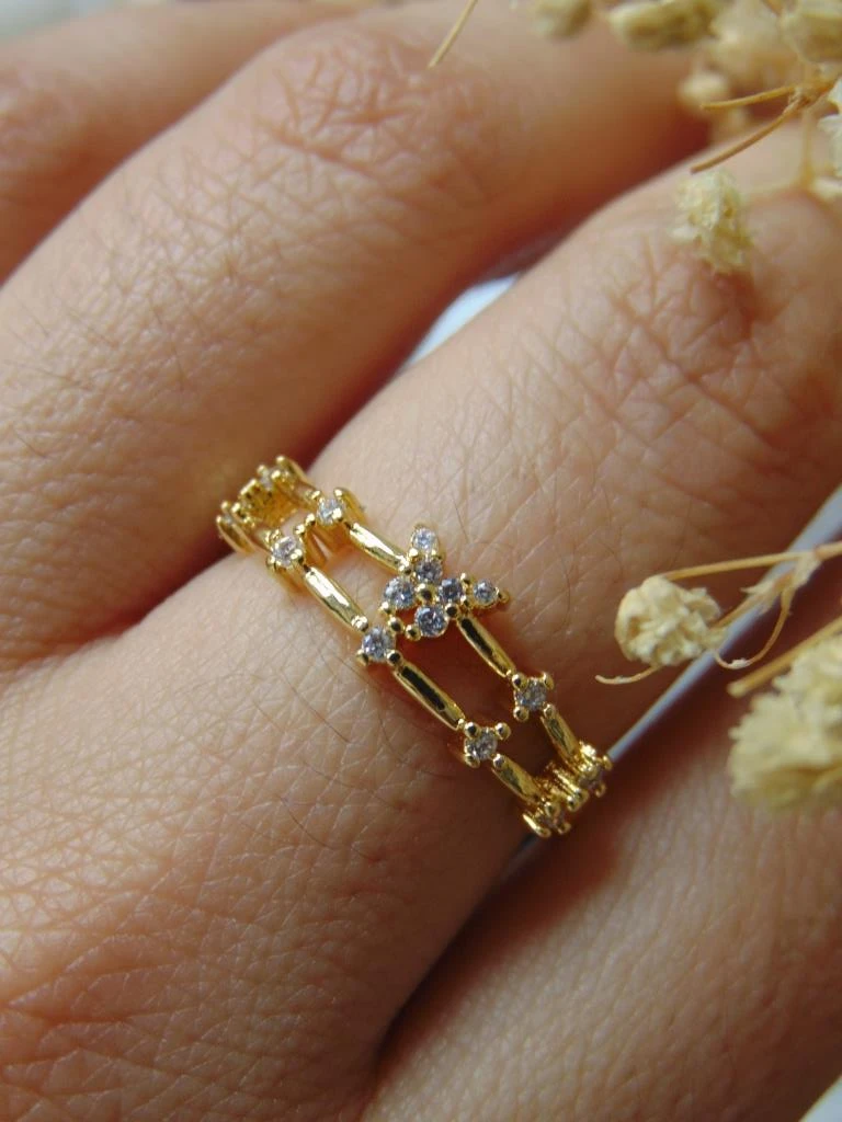 ANILLO ACERO DOR 2 LINEAS  MINI MARIPOSA 4
