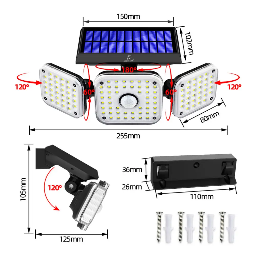 Set 3 Lámparas Solares Giratoria + Panel  3