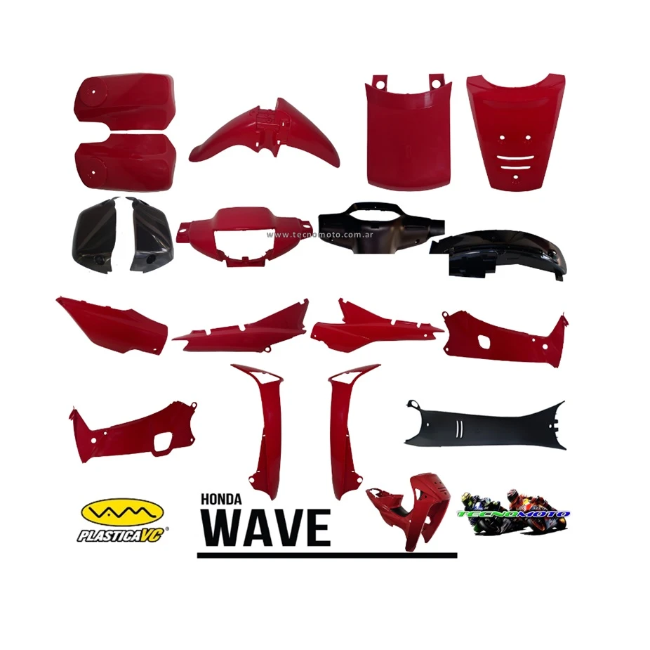 KIT PLASTICOS HONDA 100 WAVE (18 PCS) ROJO -49456