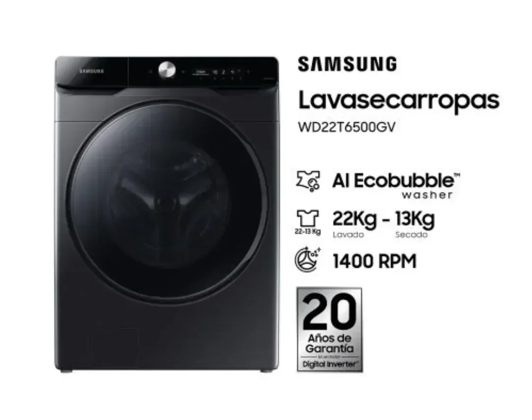 Lavasecarropas Samsung WD22T6500GV 22 kg Silver