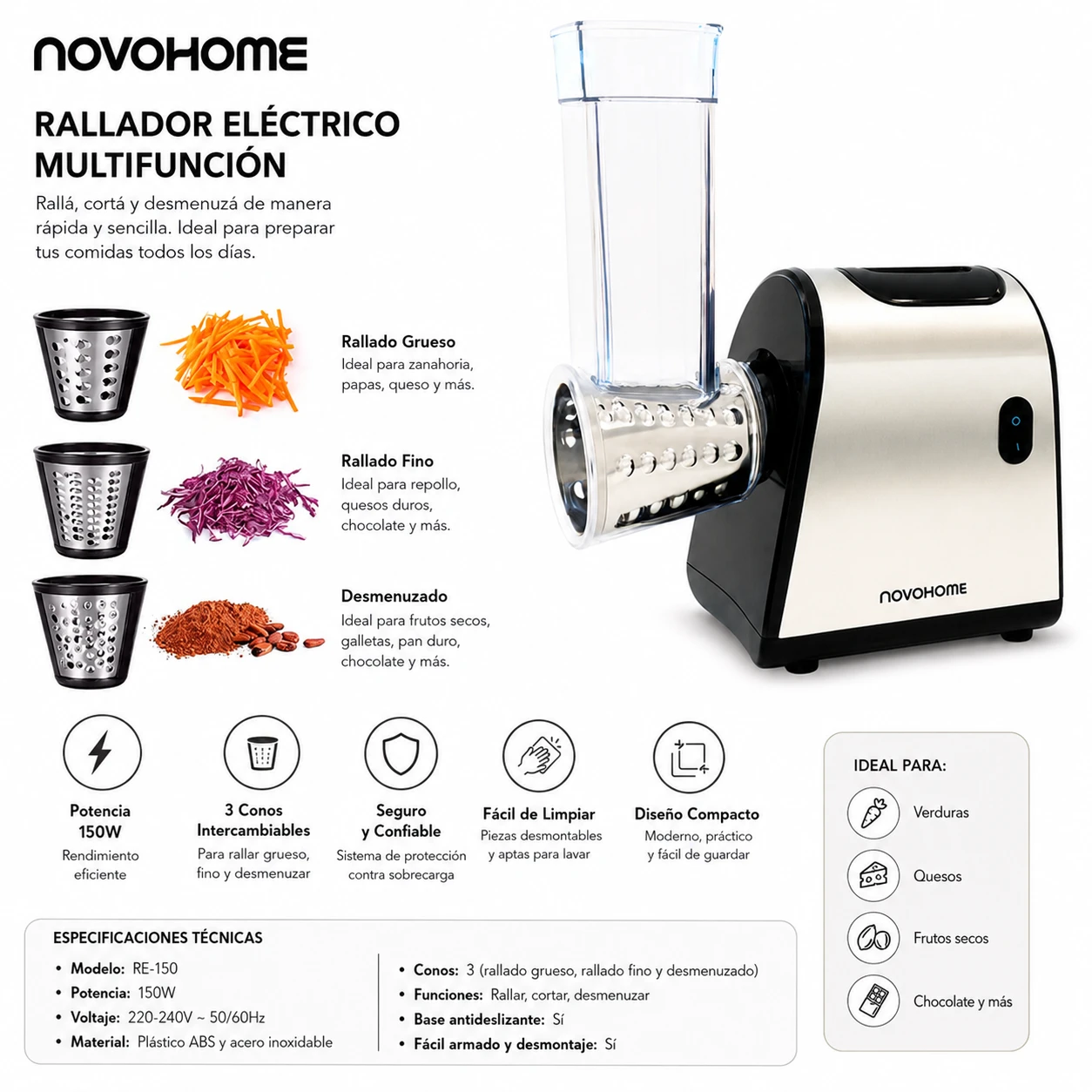 RALLADOR ELECTRICO NOVOHOME MULTIFUNCION