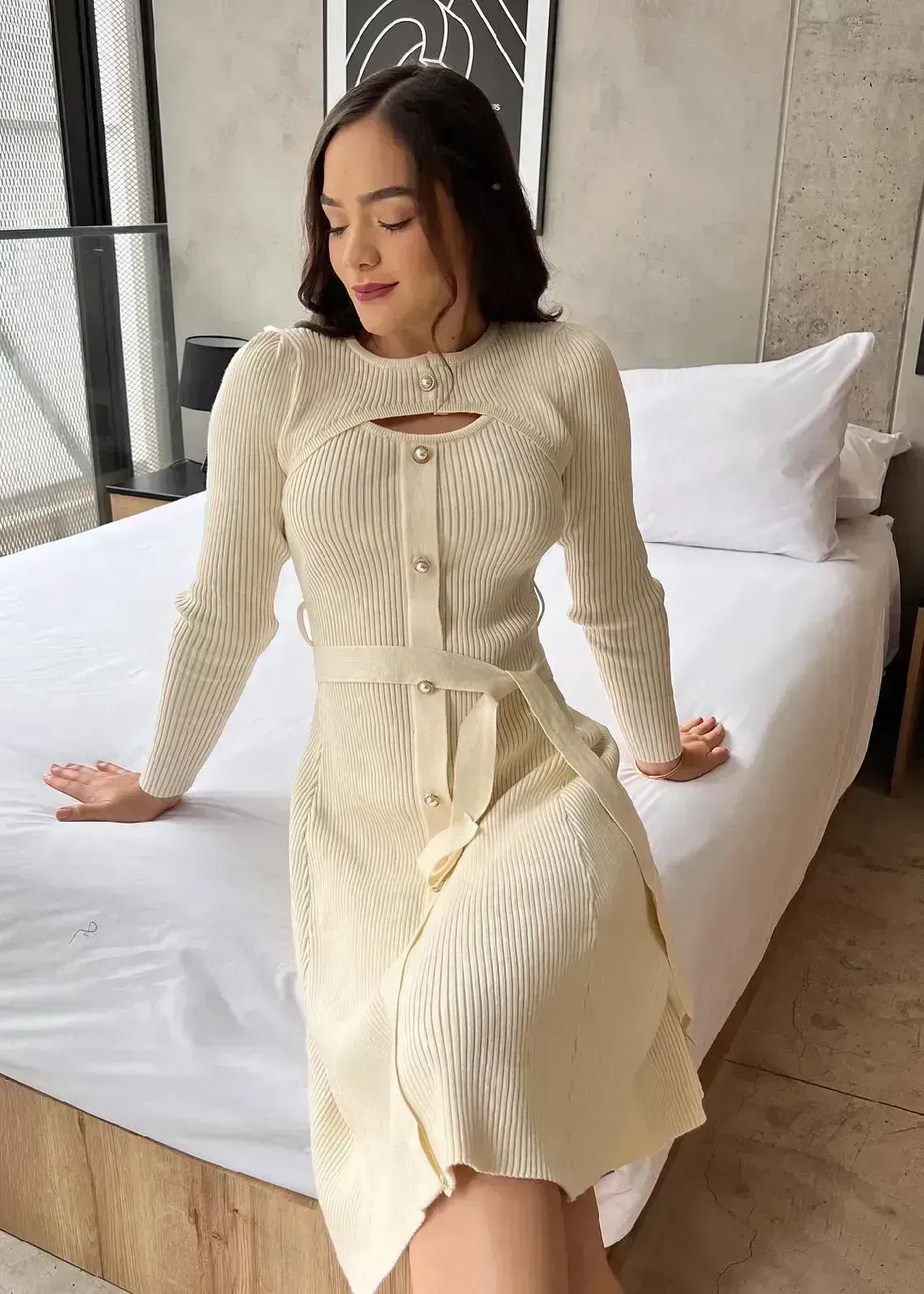 Vestido Importado Dalia Crema