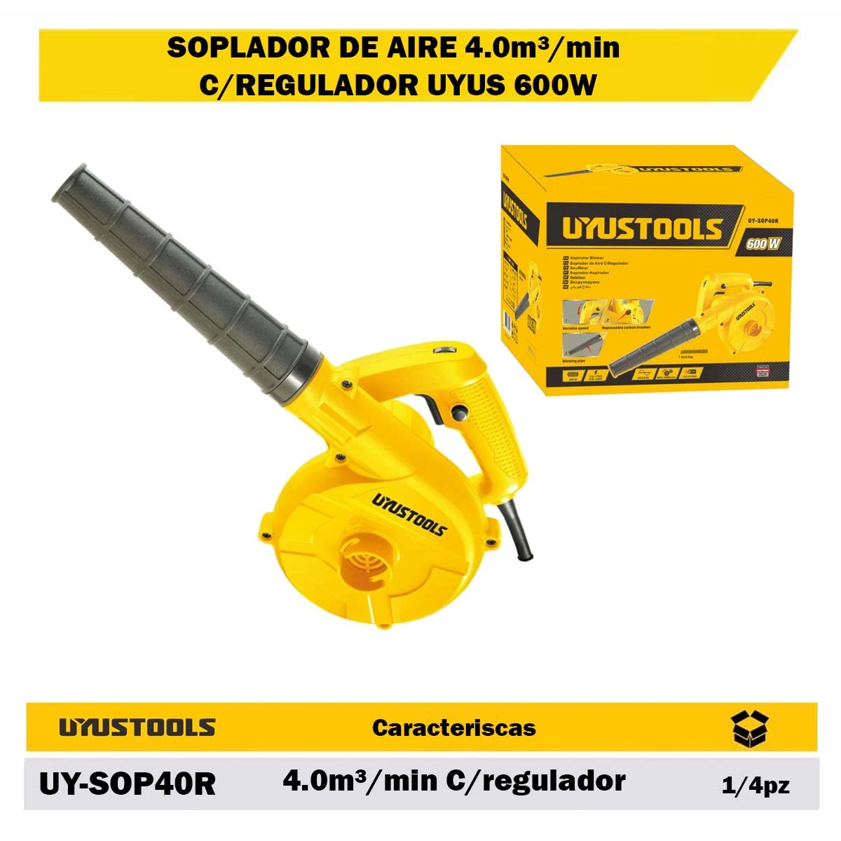 SOPLADOR DE AIRE 4.0m³/min C/REGULADOR UYU 600W