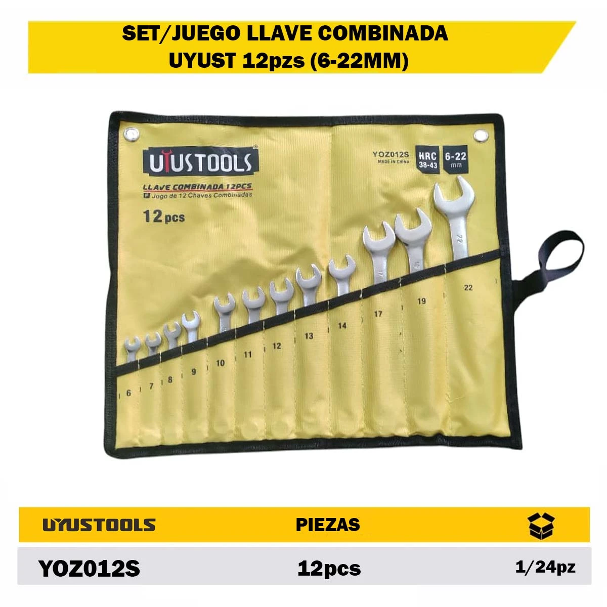 SET/JGO LLAVE COMBINADA UYUST 12pzs (6-22MM)