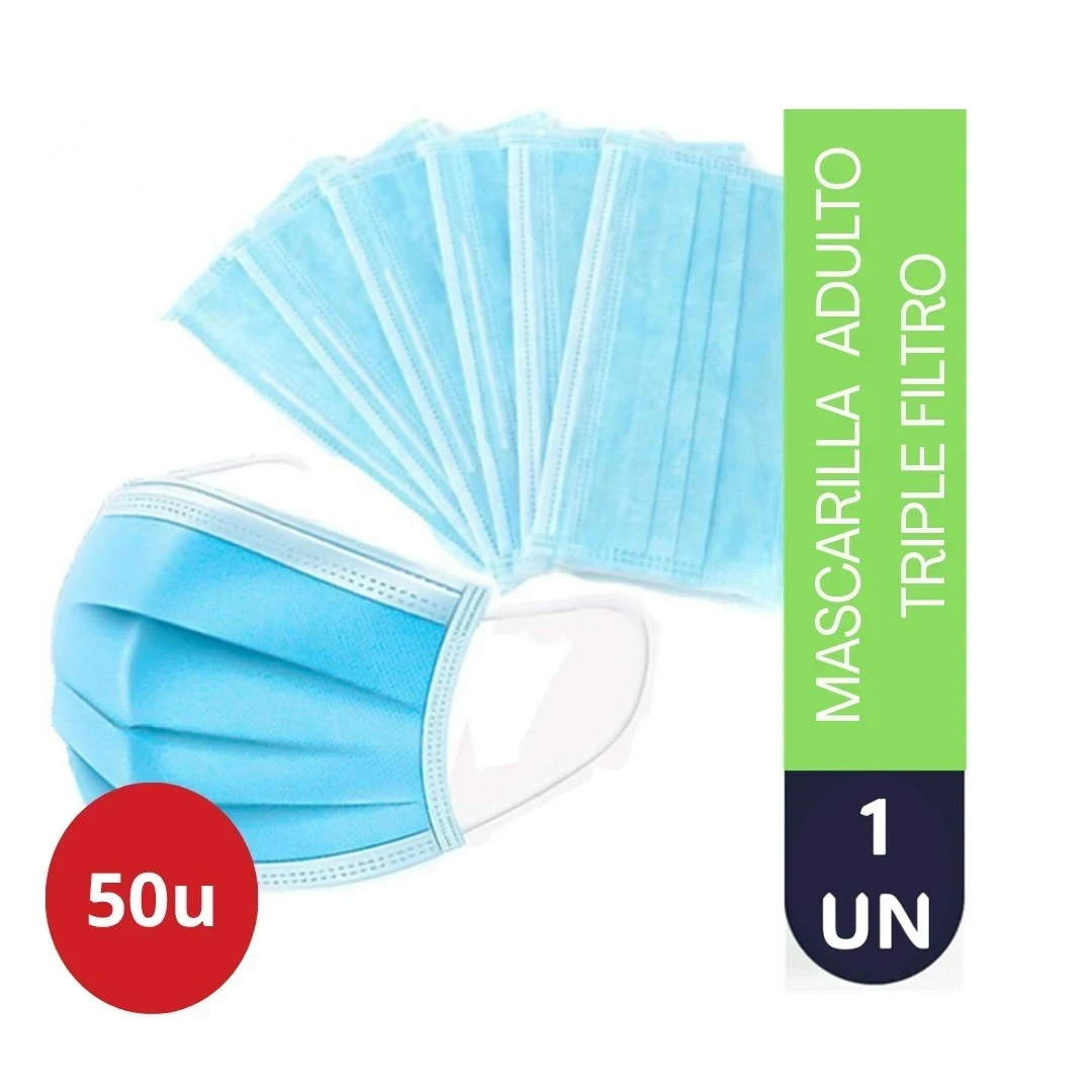MASCARILLAS ADULTOS TRIPLE FILTRO 50 UN