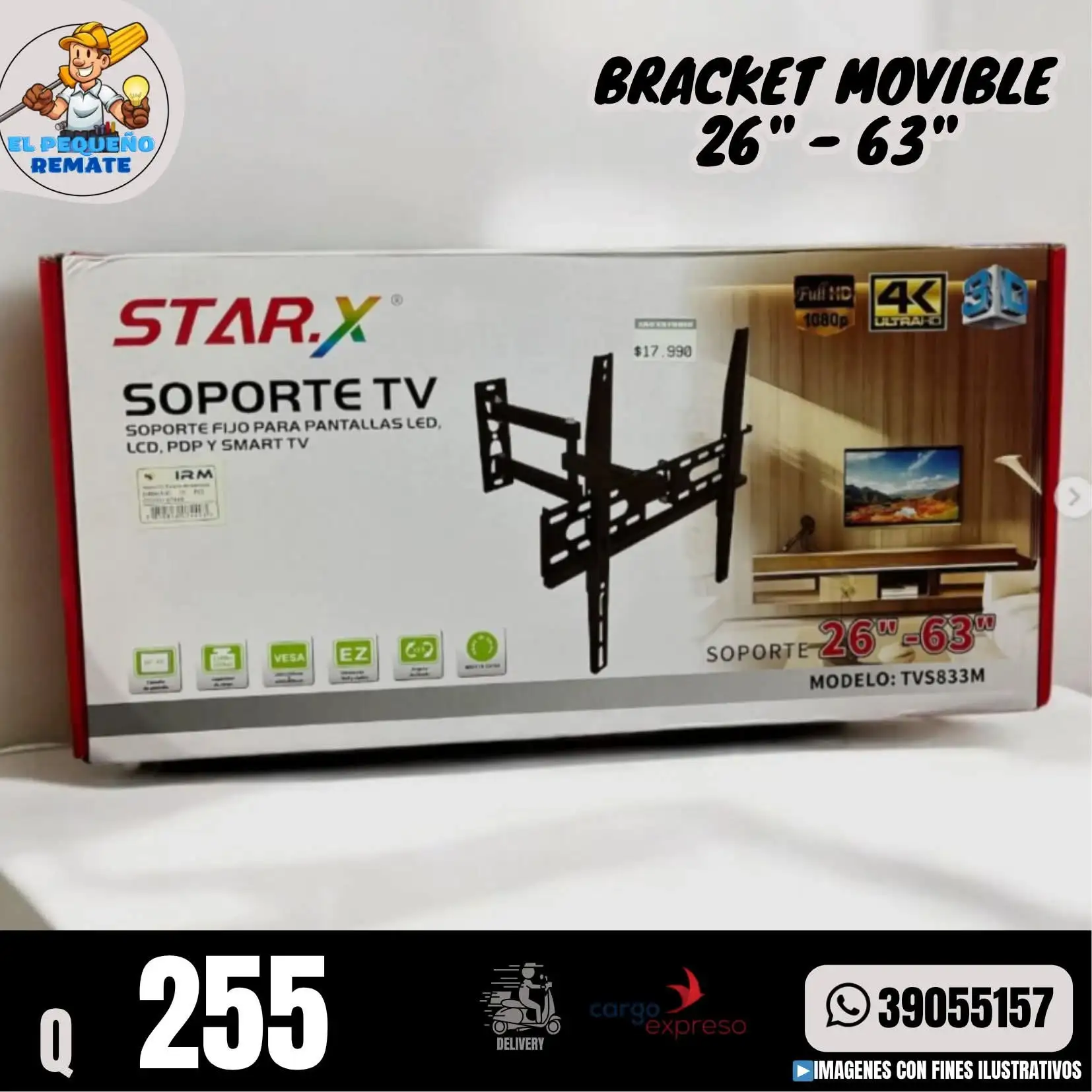 BRACKET MOVIBLE 26"-63"