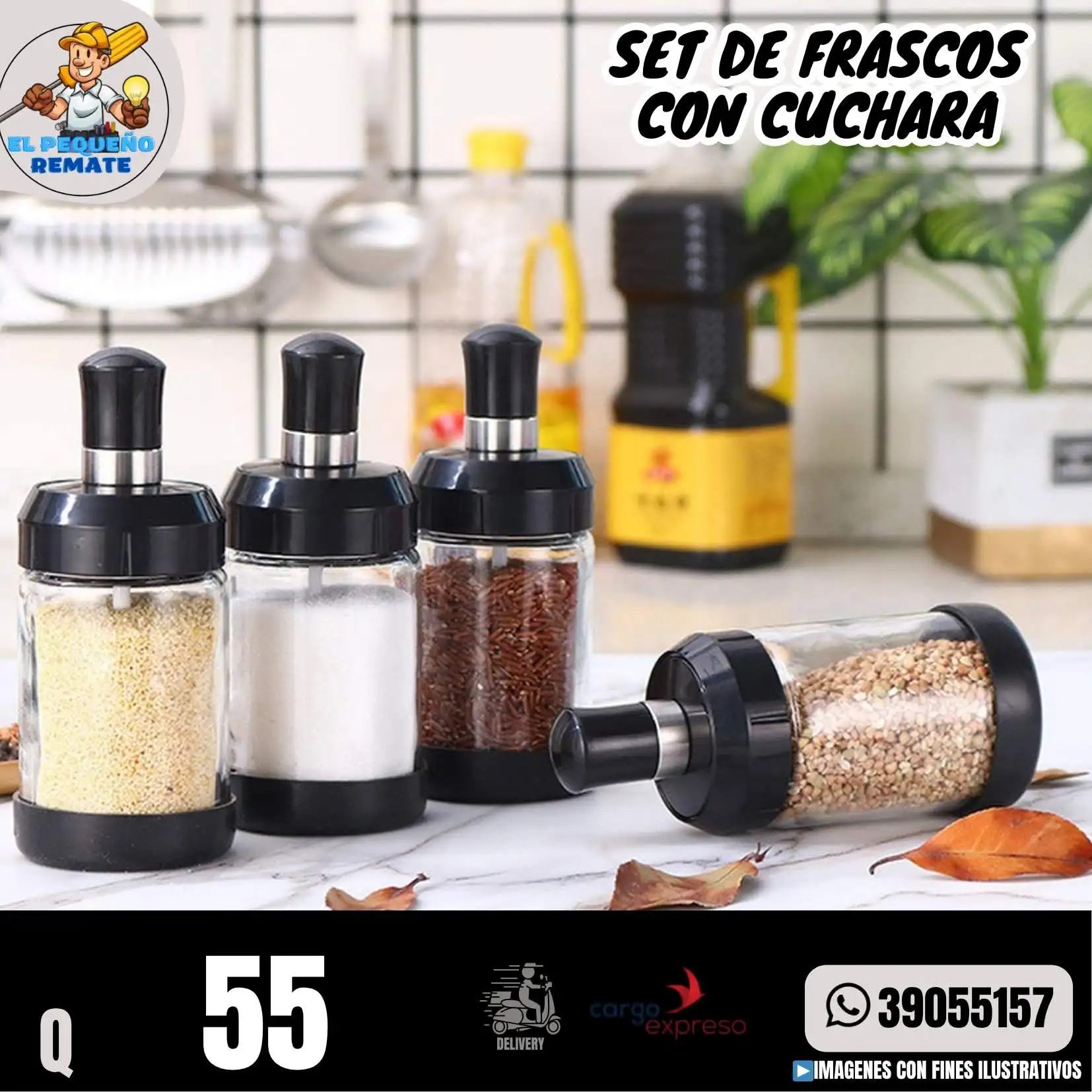 SET DE FRASCOS CON CUCHARA 