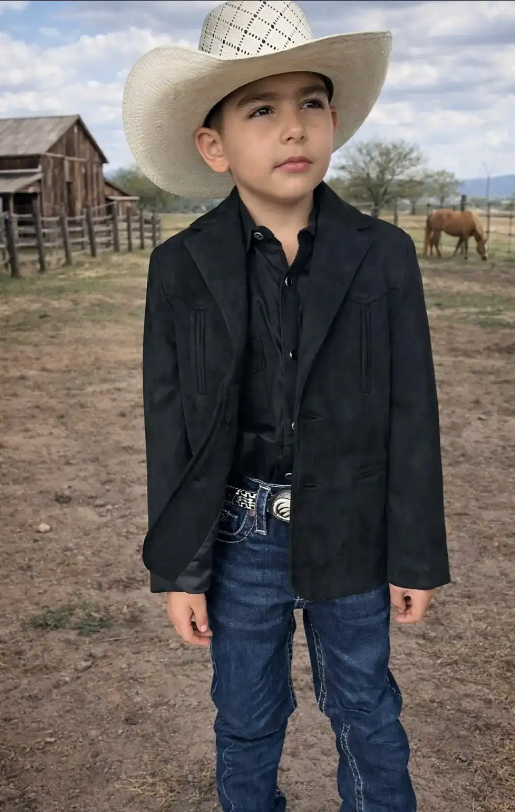 SACO VAQUERO NIÑO NEGRO