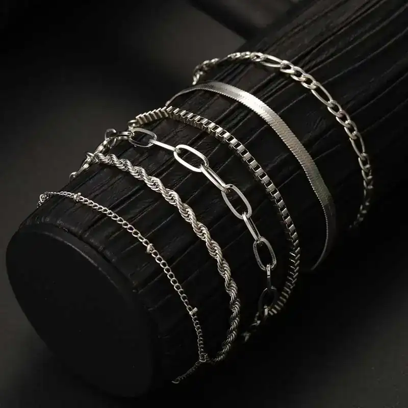 Set x6 Pulseras Giroya Plateados REF: G12 3