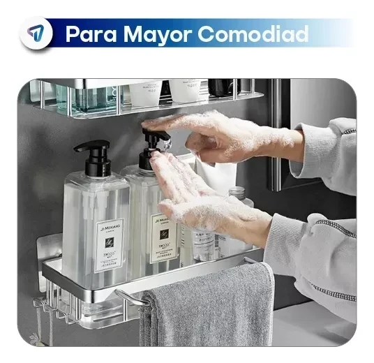 Organizador Ducha 2 Estantes Aluminio Waggs Premium Accb03 2