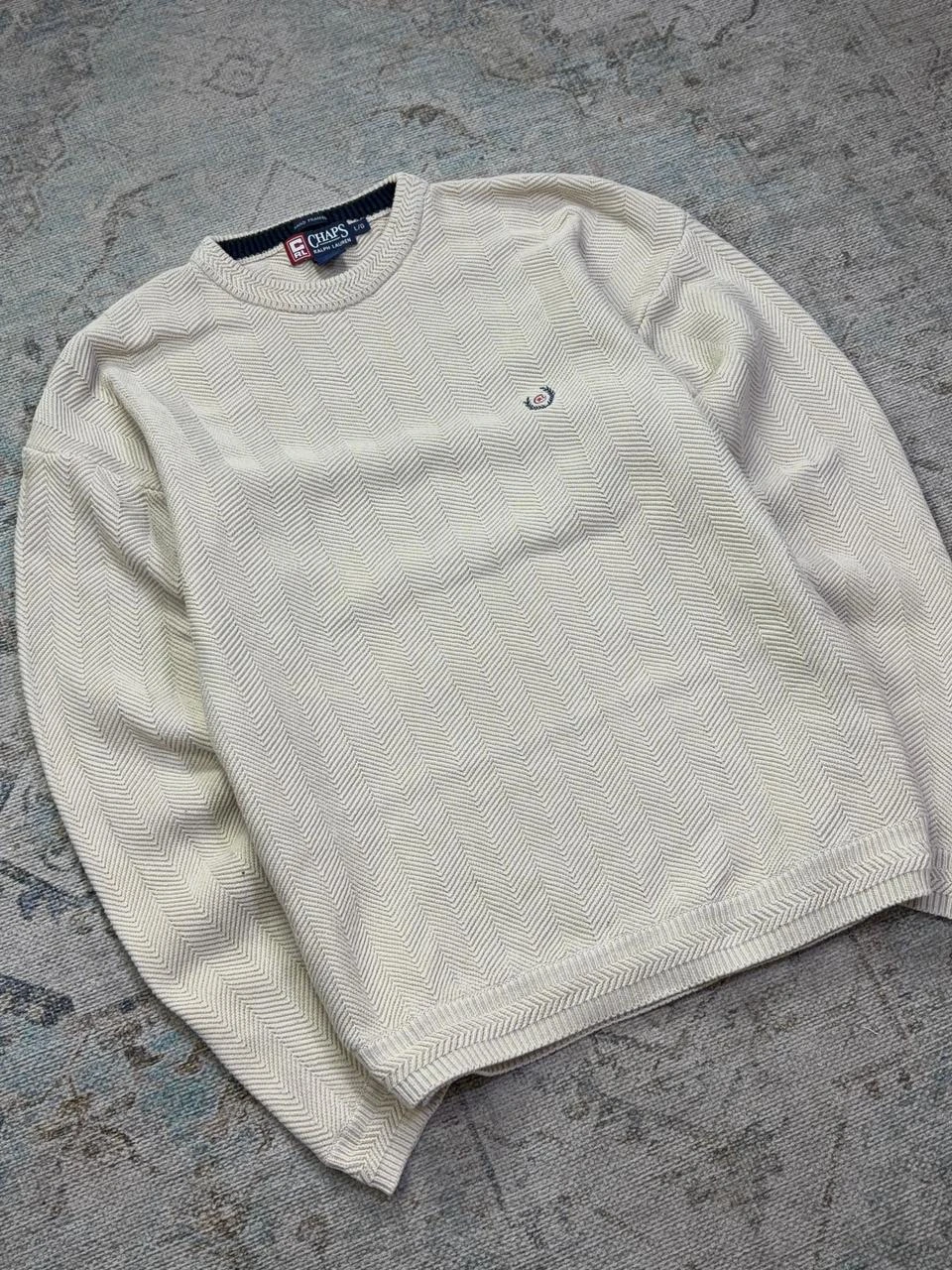 CHAPS RALPH LAUREN VINTAGE HERRINGBONE CREWNECK SWEATER