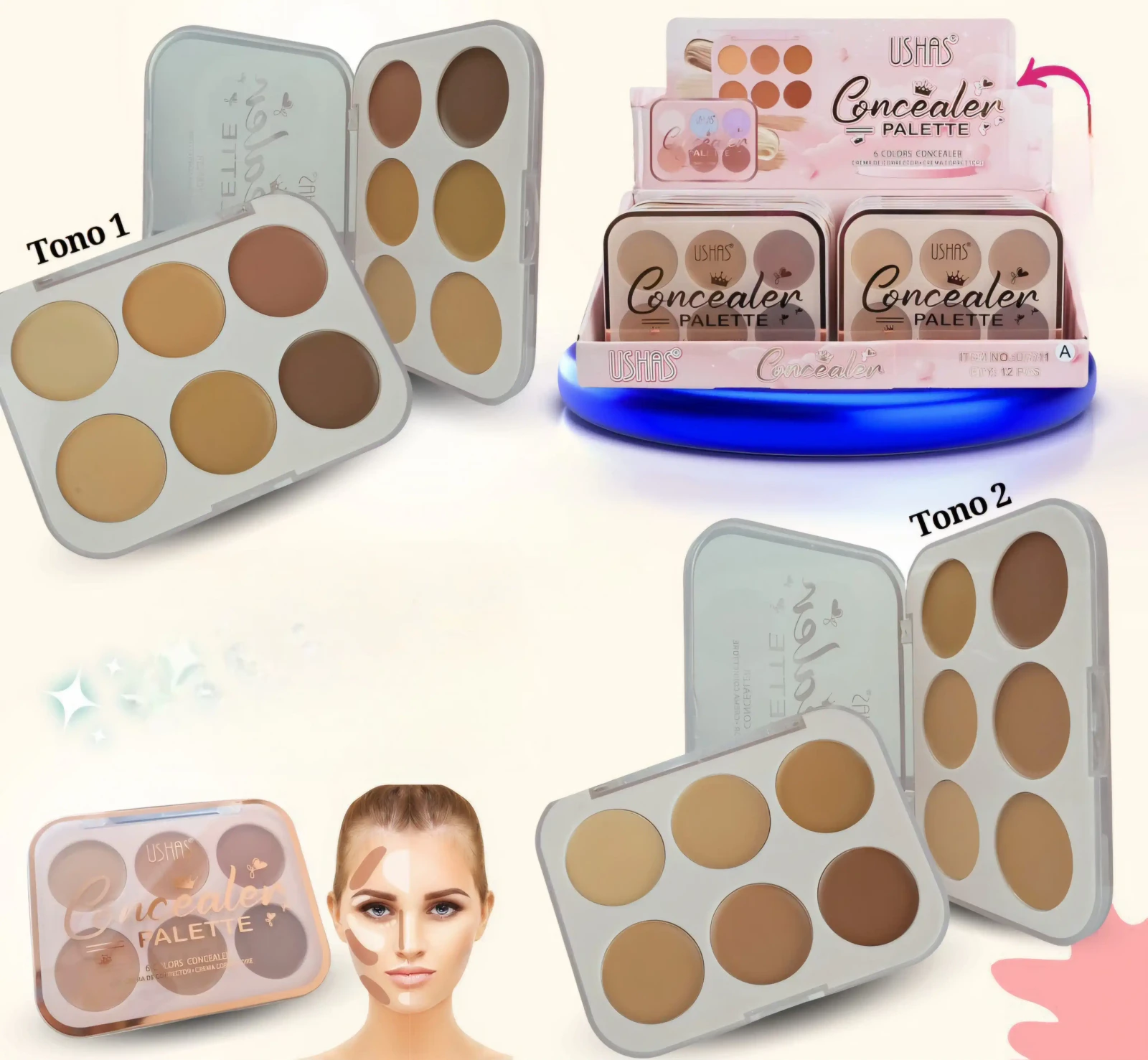 2 Paletas Concealer en Crema Ushas