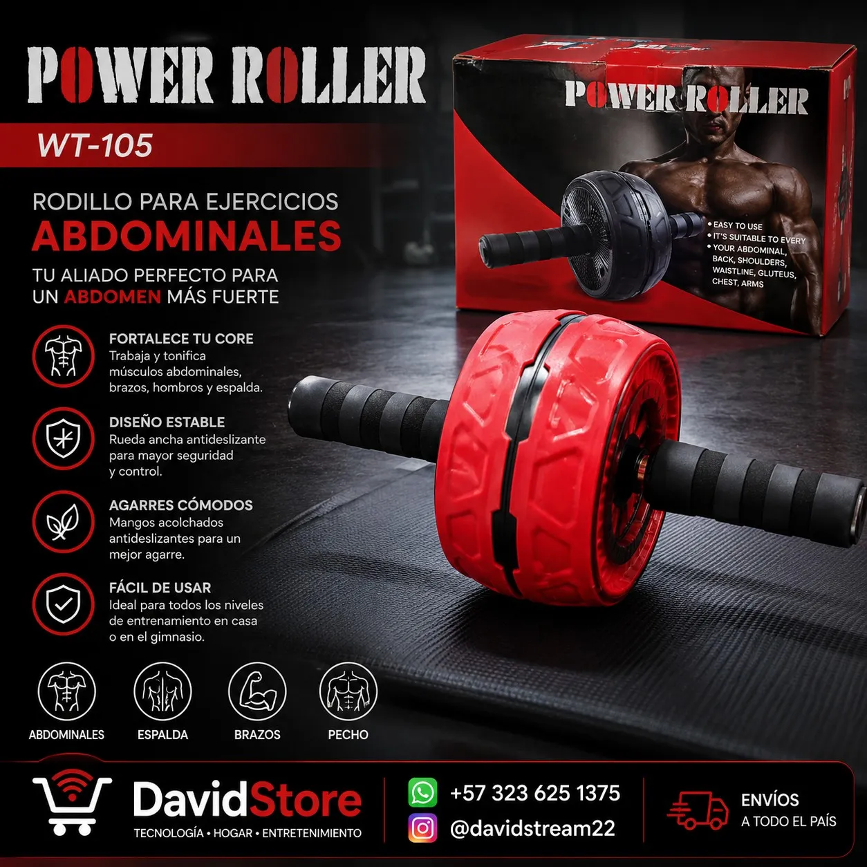 Rodillo para Ejercicios Abdominales Power Roller