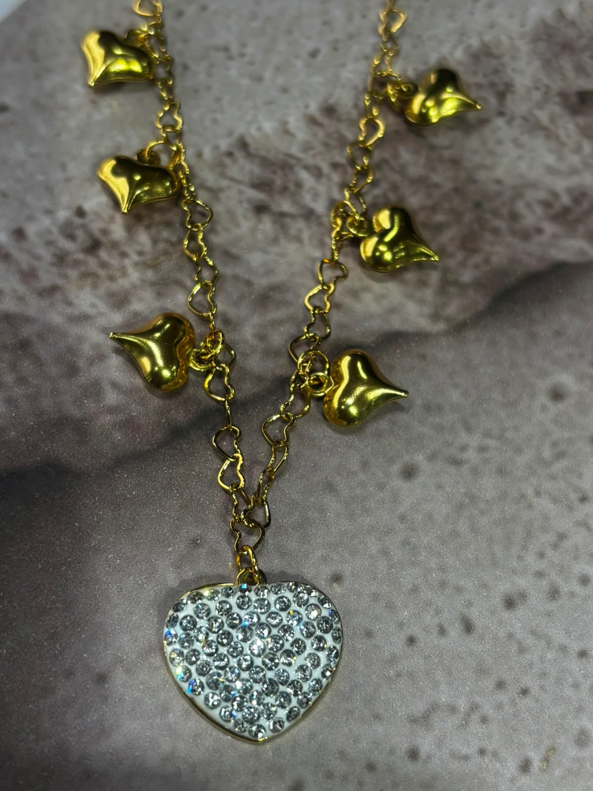 collar acero con enchape en oro 