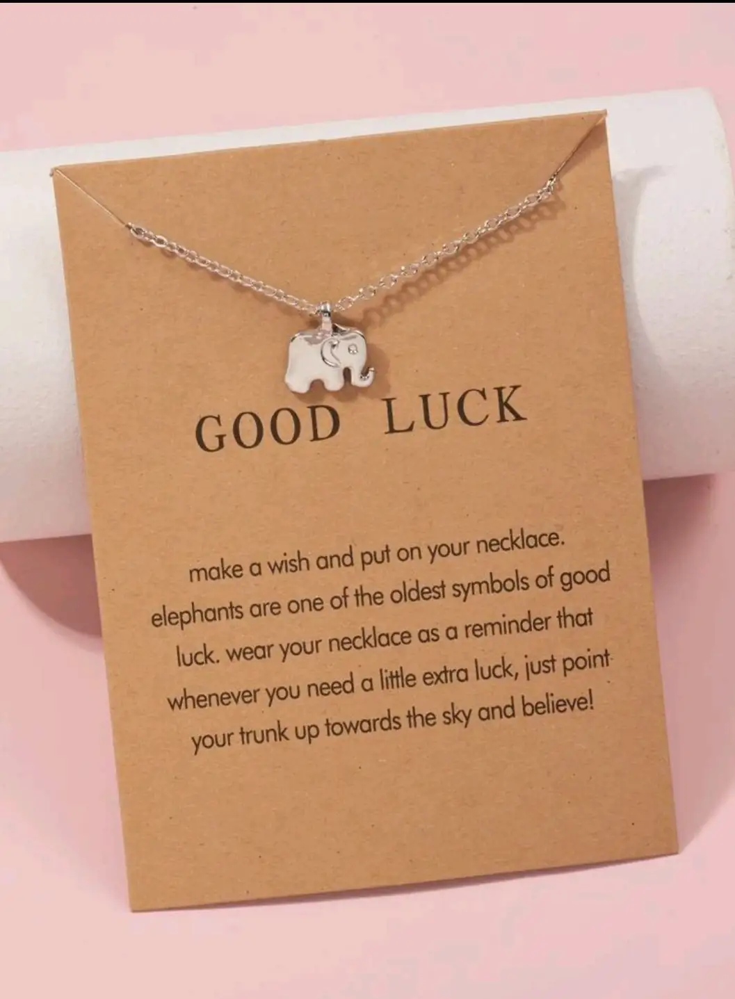 Cadena plateada con elefante GOOD LUCK