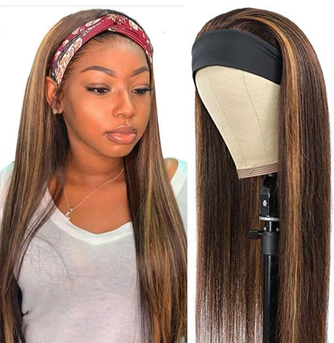 Peluca con diadema 20” pulgadas, cabello humano 
