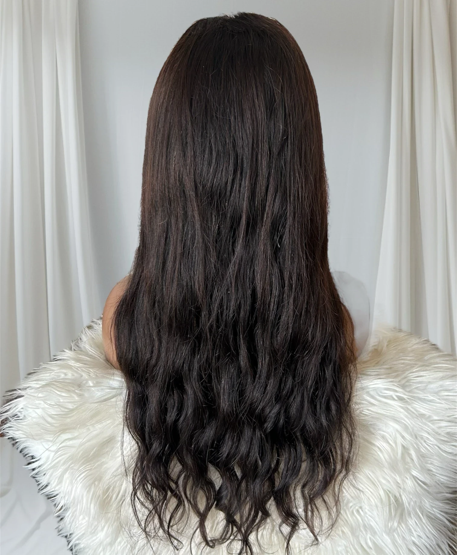 Peluca de cabello humano con encaje frontal  4x4 color natural 26, 28 y 30  pulgadas, prearrancado con abuelitos, densidad del 180% 3