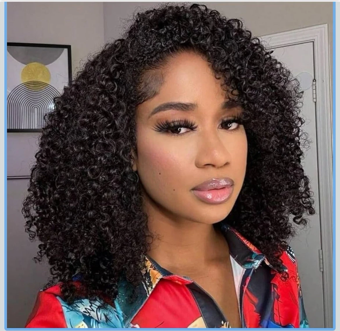 Peluca de cabello humano rizado tipo afro, densidad del 200%, 3 en 1, sin costuras, con volteo por la mitad, sin pegamento, para usar y llevar, para principiantes, peluca rizada con cordón para mujer