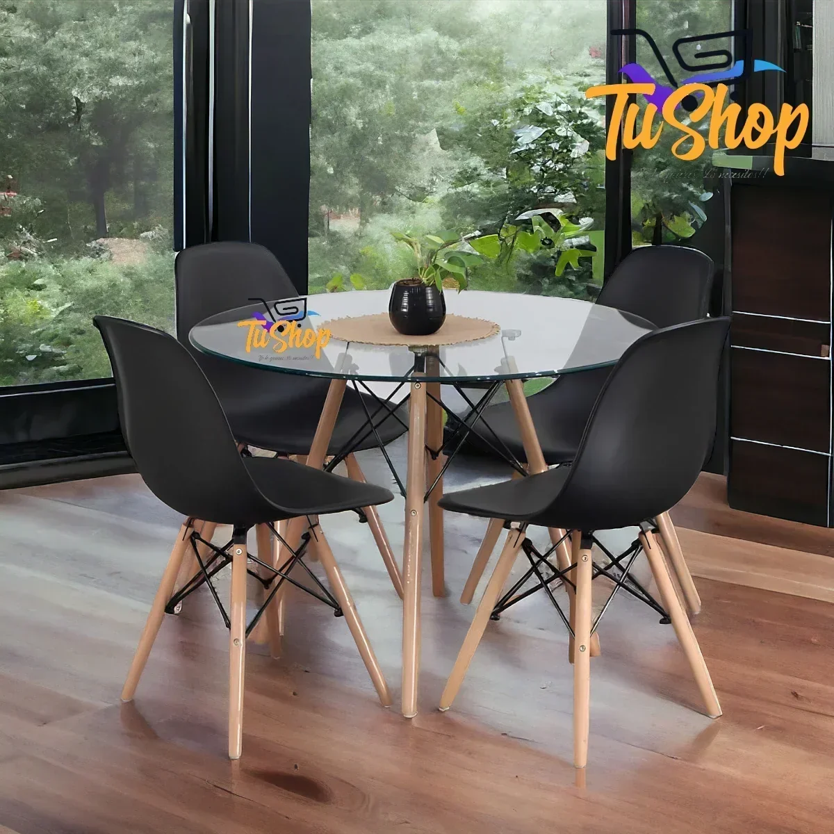 Comedor Nordico Eames Tapa Vidrio  2