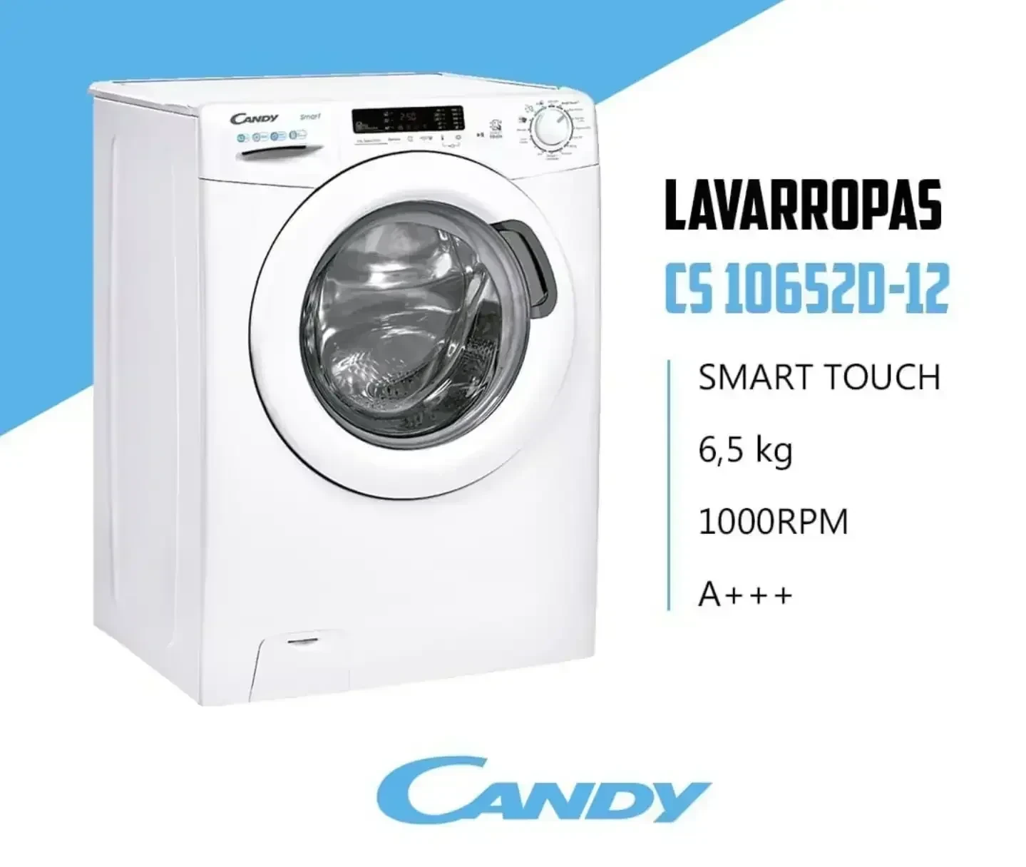 Lavarropas Aut. Candy 6.5kg Smart Cs10652d Blanco 