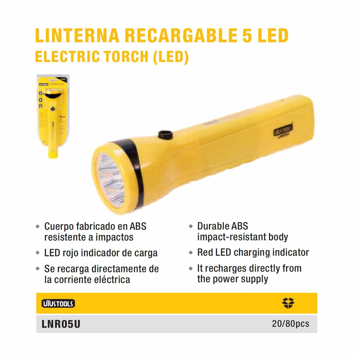 LINTERNA RECARGABLE UYUST 5 LED