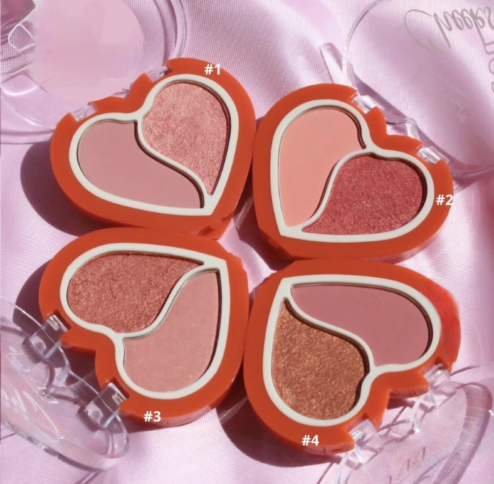 Set 4 Paletas de Blush + Iluminador Heart 