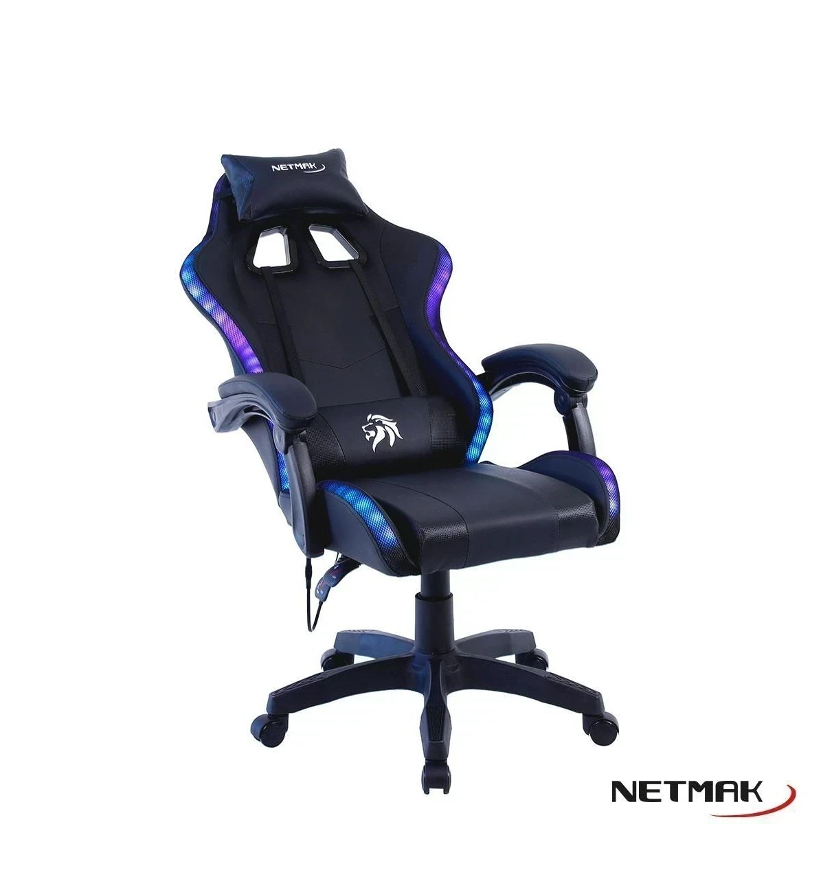 SILLA GAMER NETMAK, LUCES RGB, RECLINABLE  2