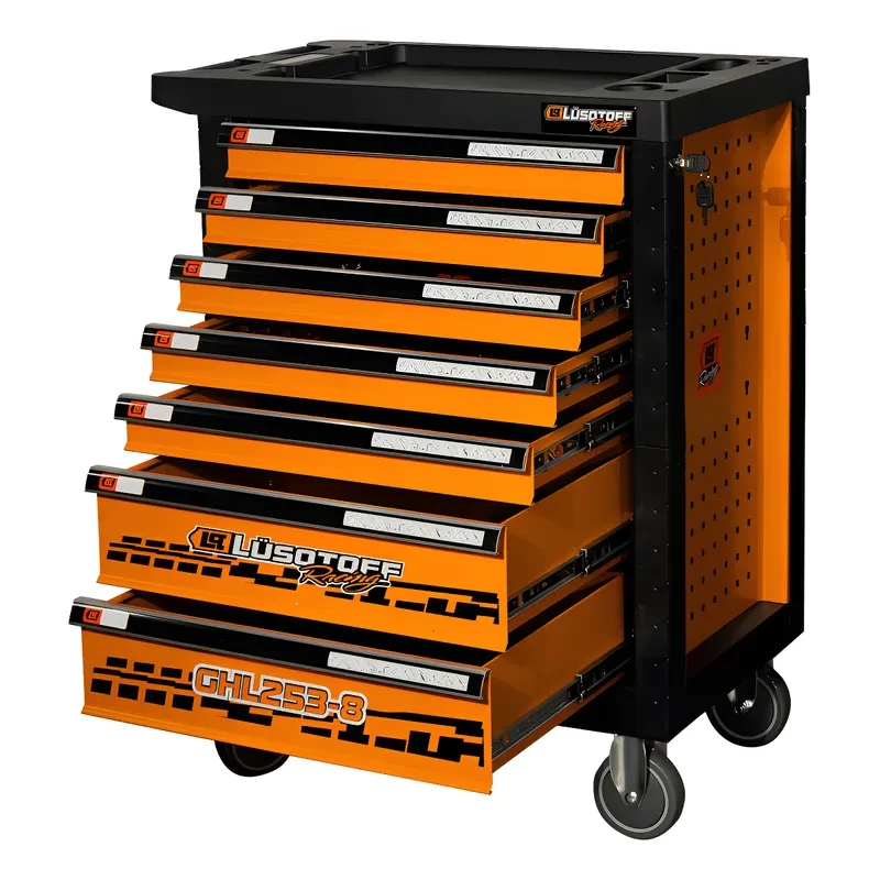 Carro Gabinete Porta Herramientas 253 Pzs Lusqtoff Racing Color Naranja