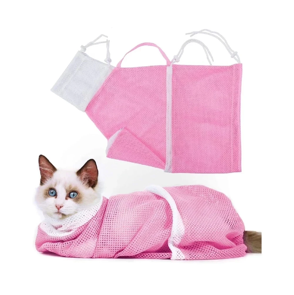 Malla de grooming para gatos rosada