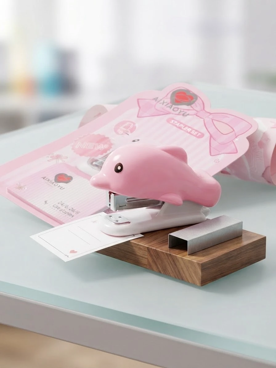 Set de engrapadora con grapas enbforja de delfin  2
