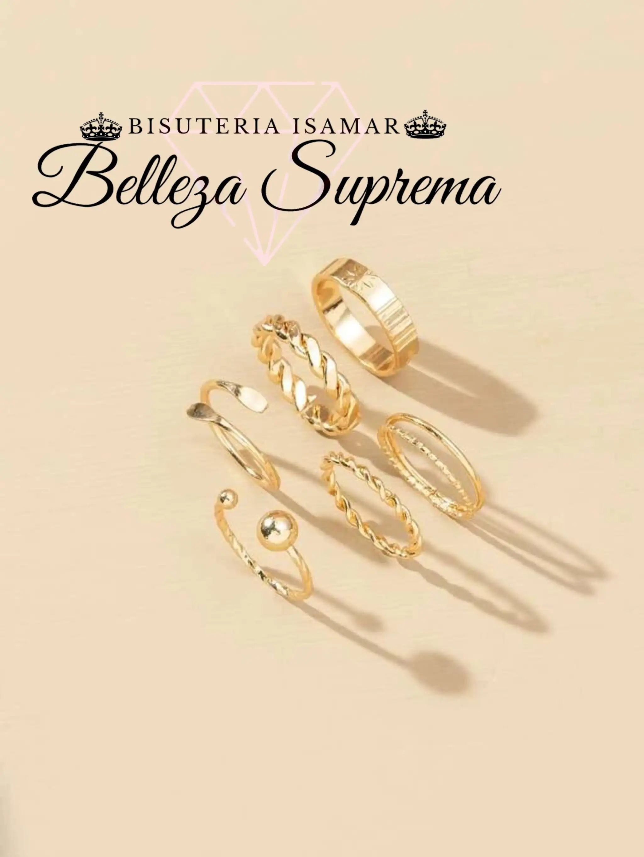 SET DE ANILLOS DORADOS MÍNIMALISTAS CUERDA 6 3