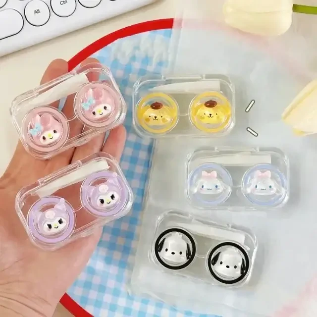 Porta Lentes Transparente Kawaii + Pinza + Aplicador  4