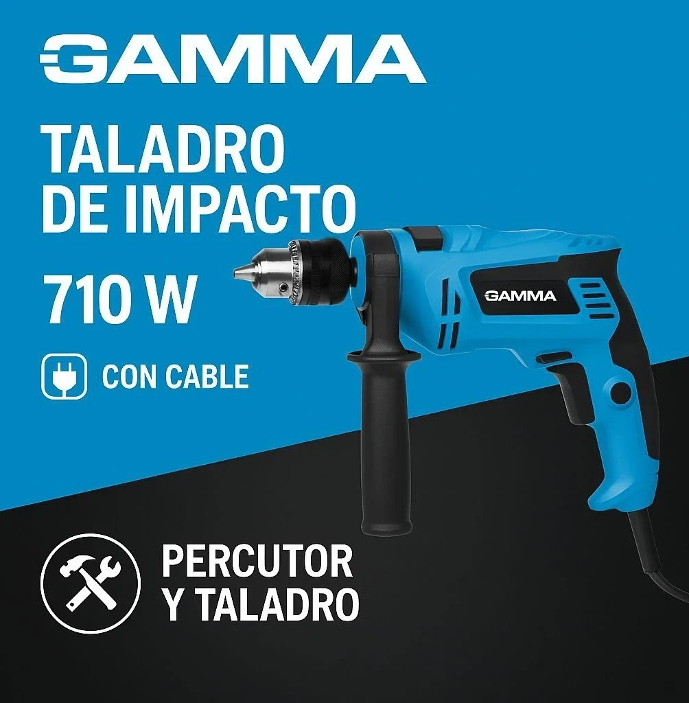TALADRO DE IMPACTO GAMMA 710W C/CABLE*