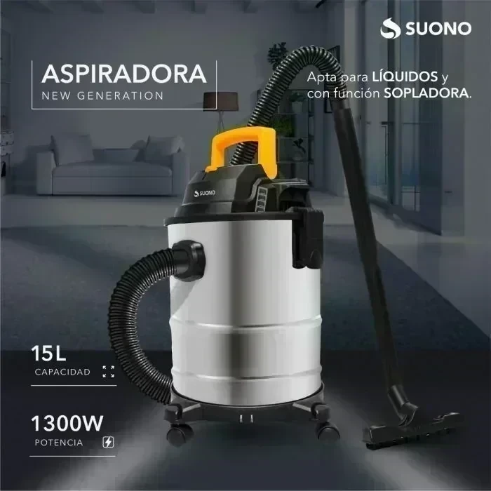 Aspiradora Suono 15LT apta para liquidos y funcion sopladora 
