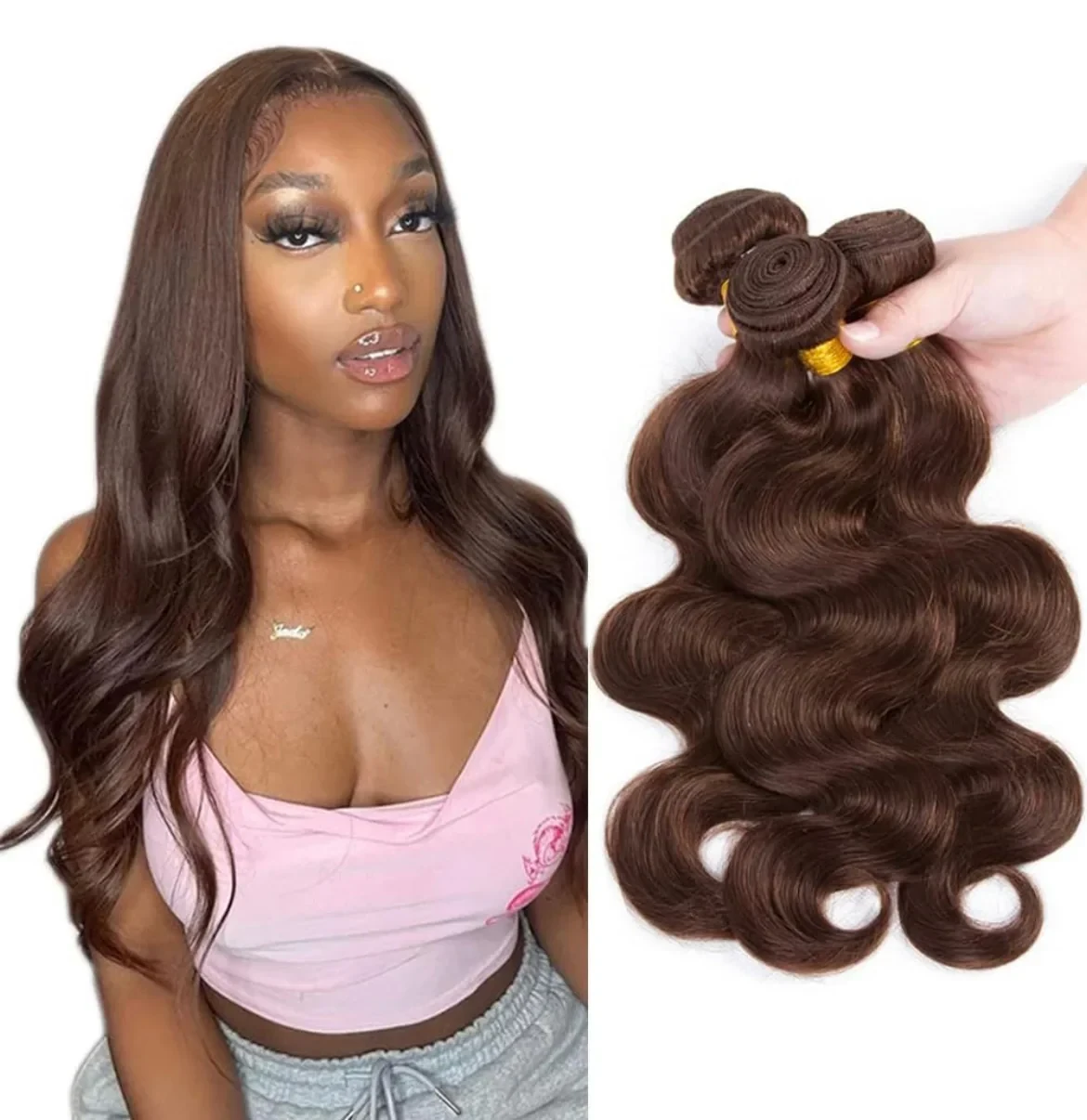 Extensiones de cortina ondulada Brown 