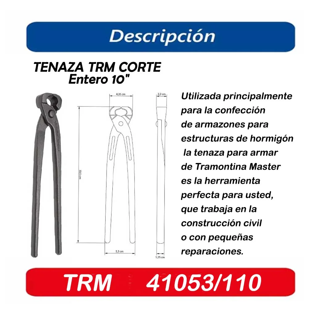 TENAZA TRM CORTE Entero 10" 
