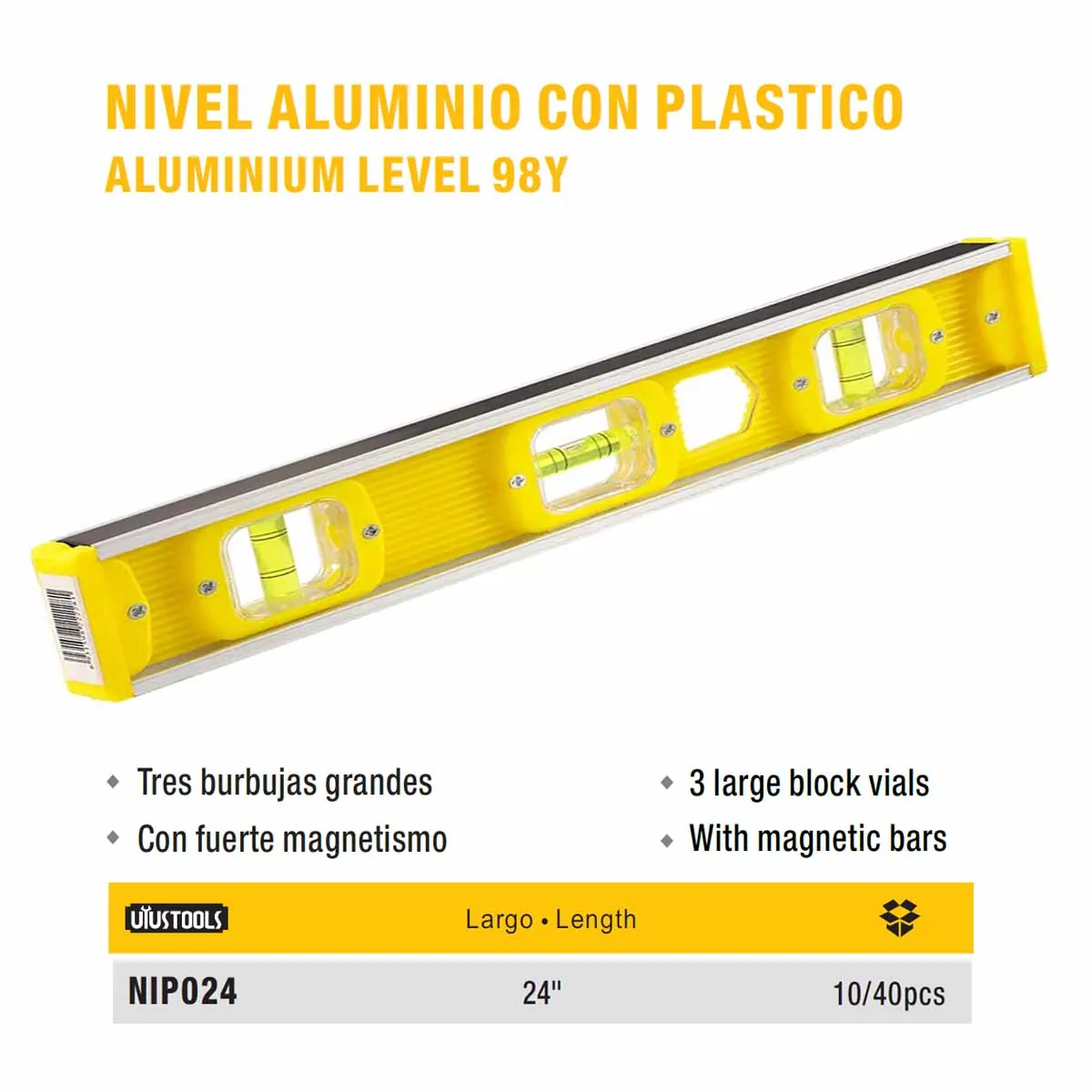 NIVEL ALUM PLAST UYUST 24" 600 mm