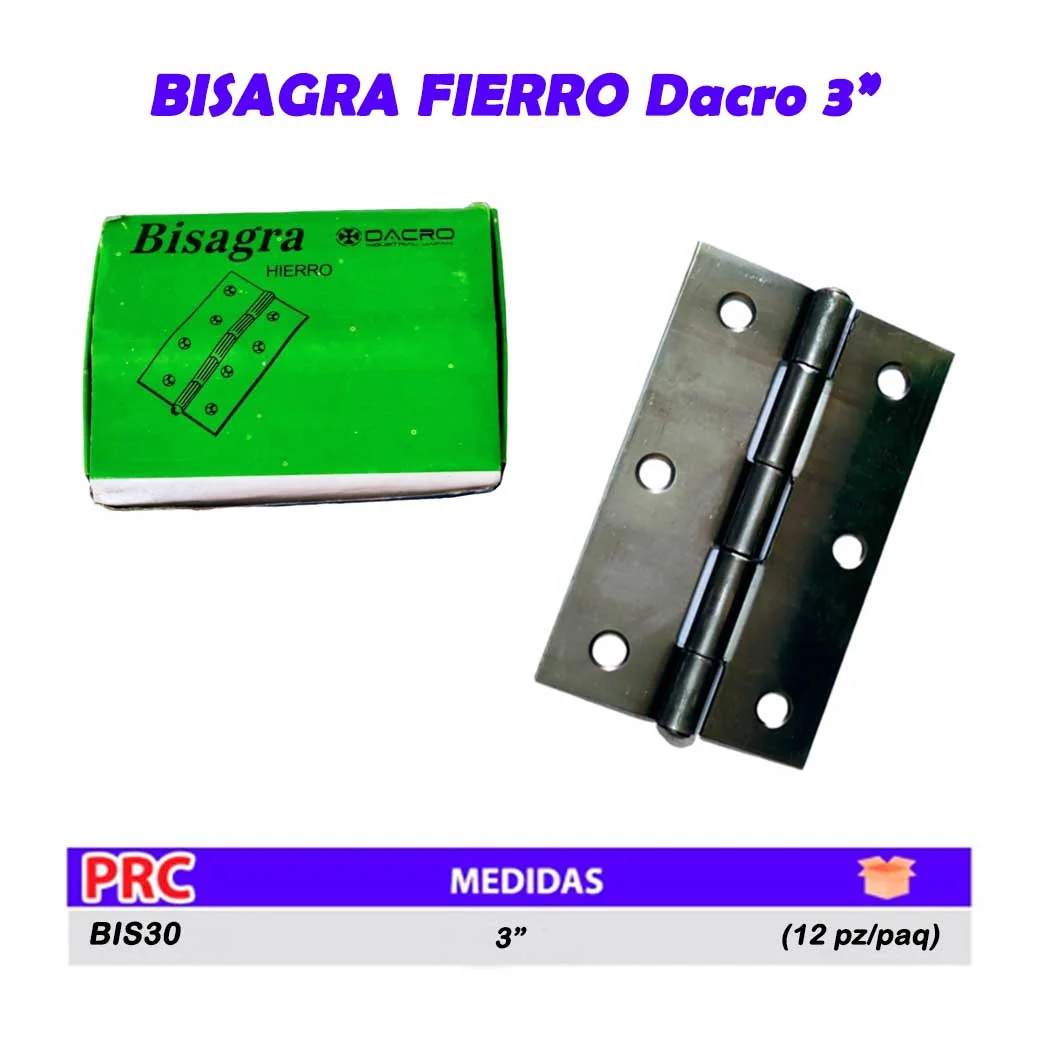 BISAGRA FIERRO Dacro (Paq/12pz) 3"