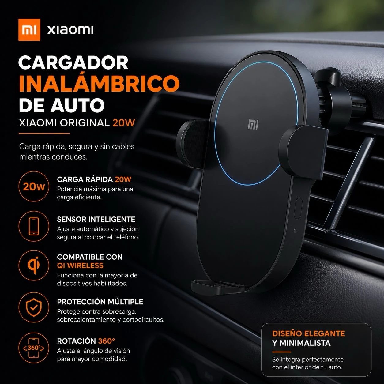 CARGADOR DE VEHÍCULO PARA CELULAR XIAOMI 20w