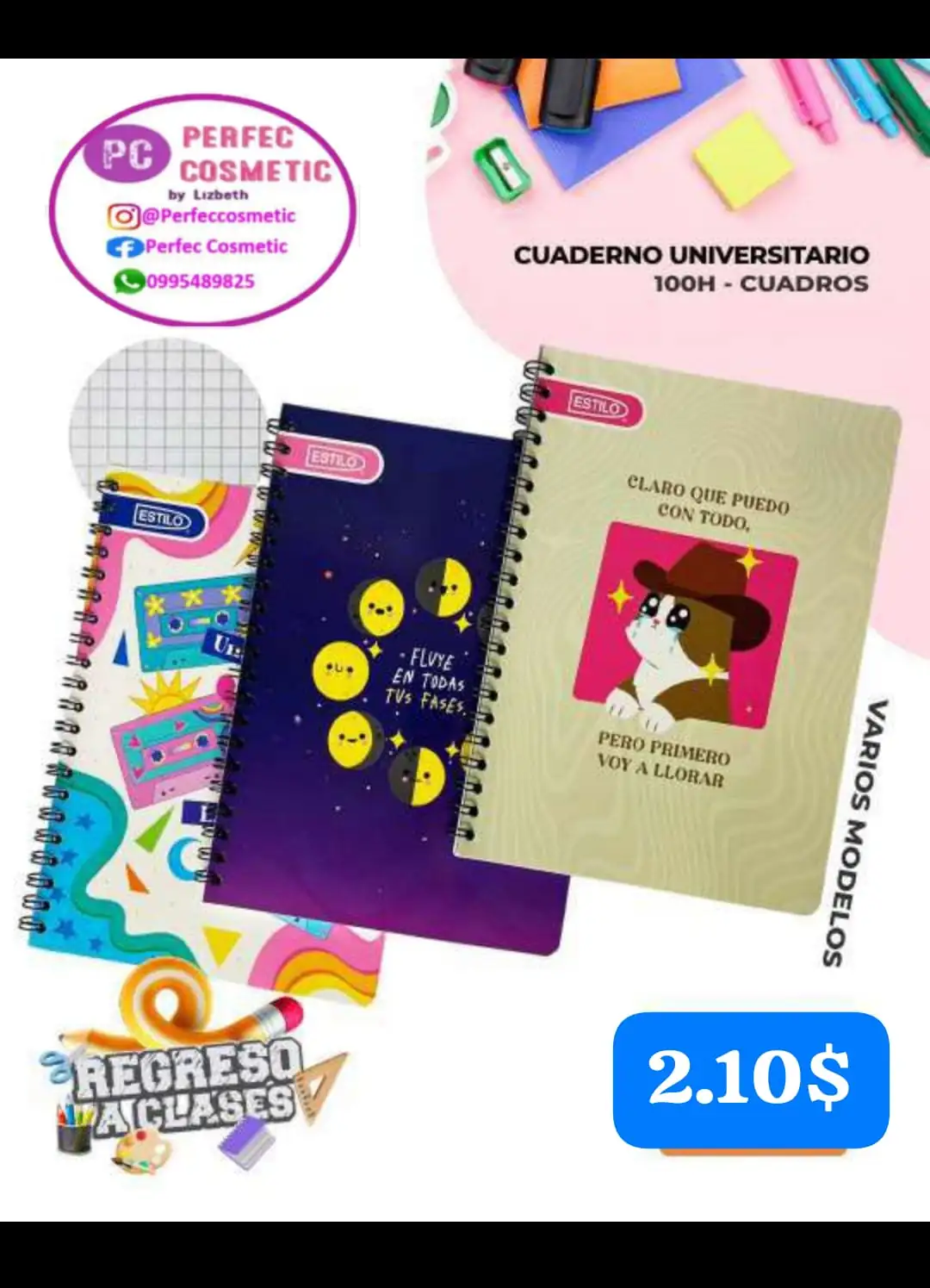 Cuaderno universitario 100 hojas cuadros 