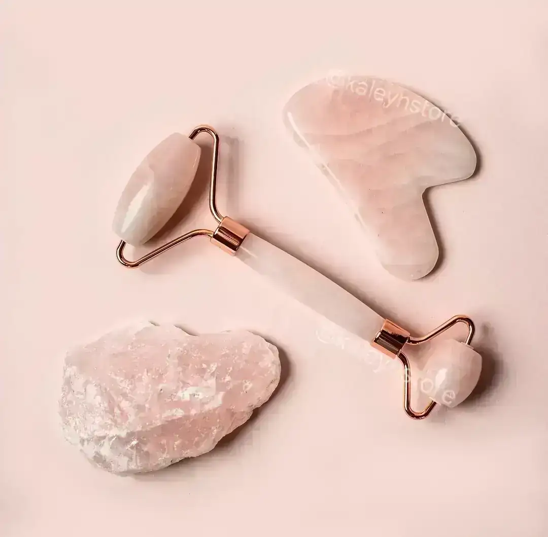 Duo Pack Facial Cuarzo Rosa ( Rodillo y Guasha ) 2