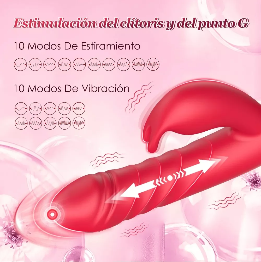 Vibrador Dildo Telescópica Estimulador Clítoris 3