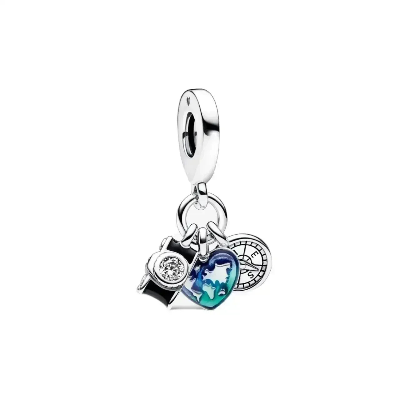 Charm Triple Cámara, Corazón y Brújula 