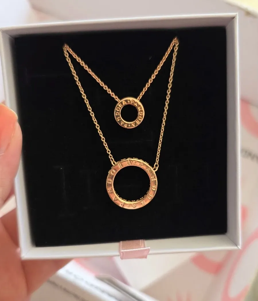 Pandora Rose Gold hearts of circle necklace  4