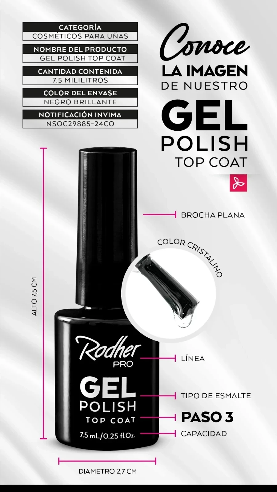 rodher esmalte semi permanente top coat