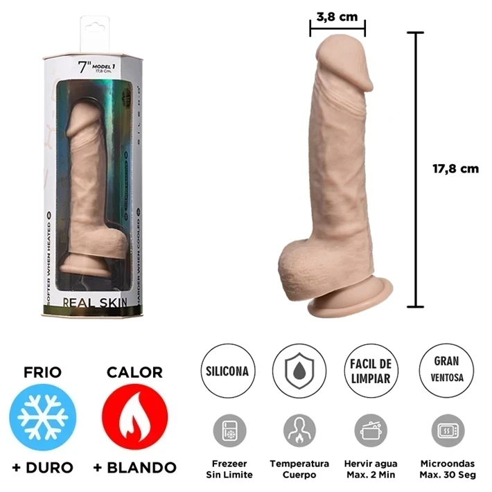 Real Skin Model 1 - Dildo con función Termoreactiva de Silicona Líquida de 18 cm